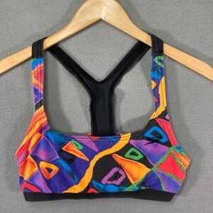 Speedo Authentic Fitness Racerback Sports Bra Top Abstract Print Size L G Y2K‎